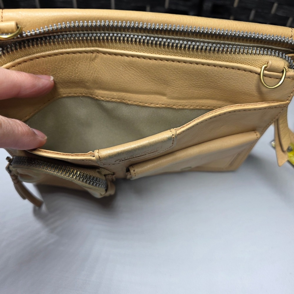 American Leather Co Tan Glove Leather Crossbody Bag Small Utility Pockets - Picture 9 of 11